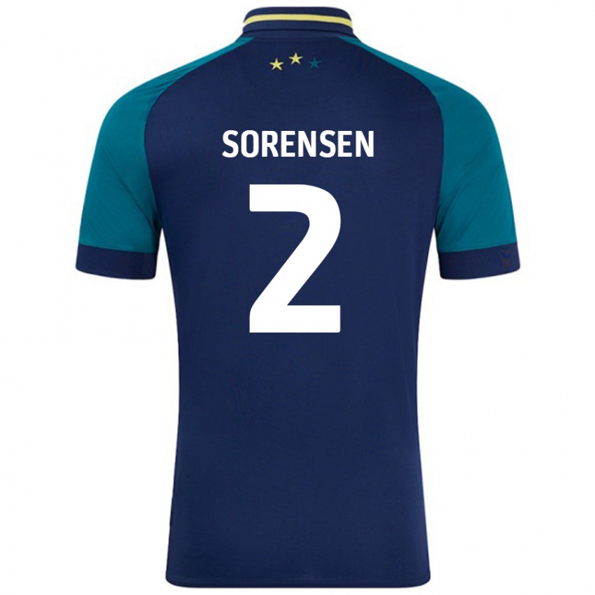 Niño Camiseta Lasse Sörensen #2 Azul Marino Verde Oscuro 2ª Equipación 2024/25 La Camisa Chile