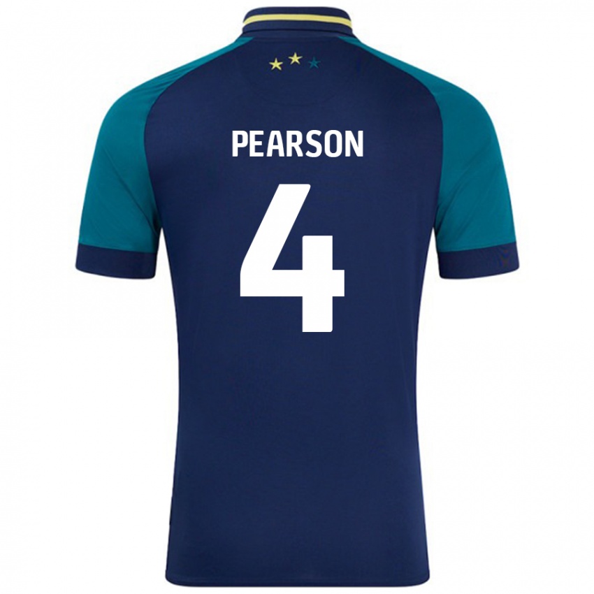 Niño Camiseta Matty Pearson #4 Azul Marino Verde Oscuro 2ª Equipación 2024/25 La Camisa Chile