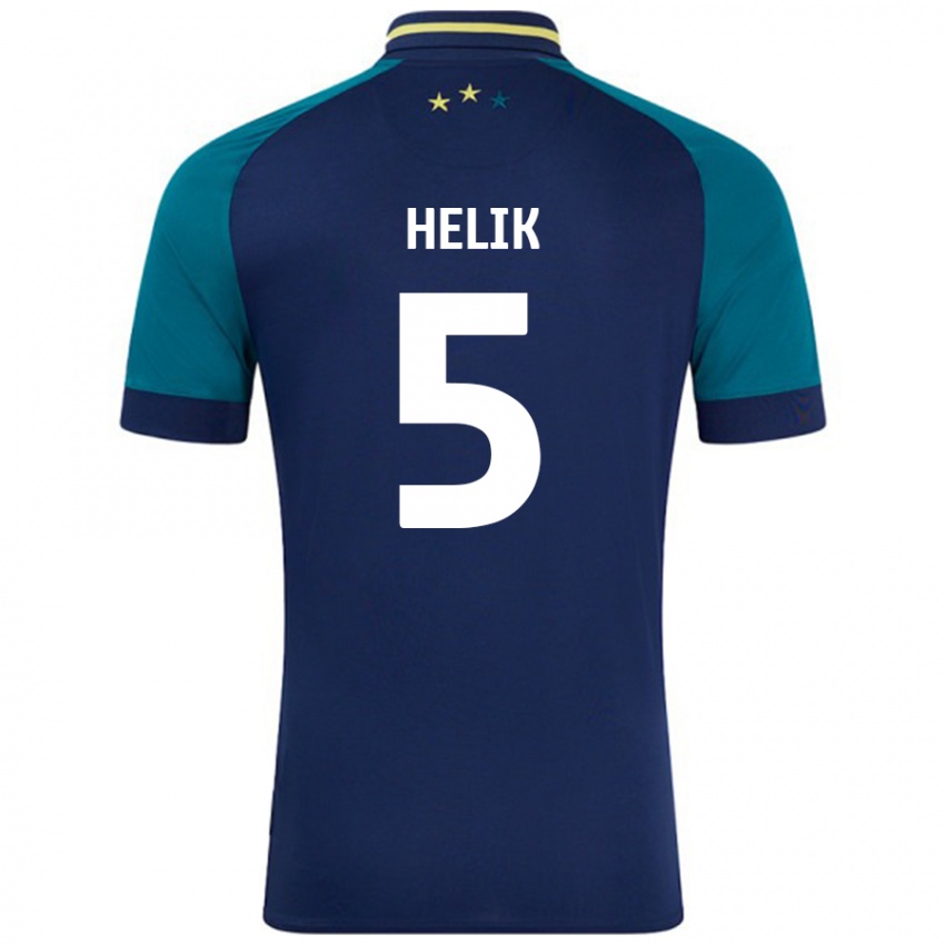 Niño Camiseta Michal Helik #5 Azul Marino Verde Oscuro 2ª Equipación 2024/25 La Camisa Chile