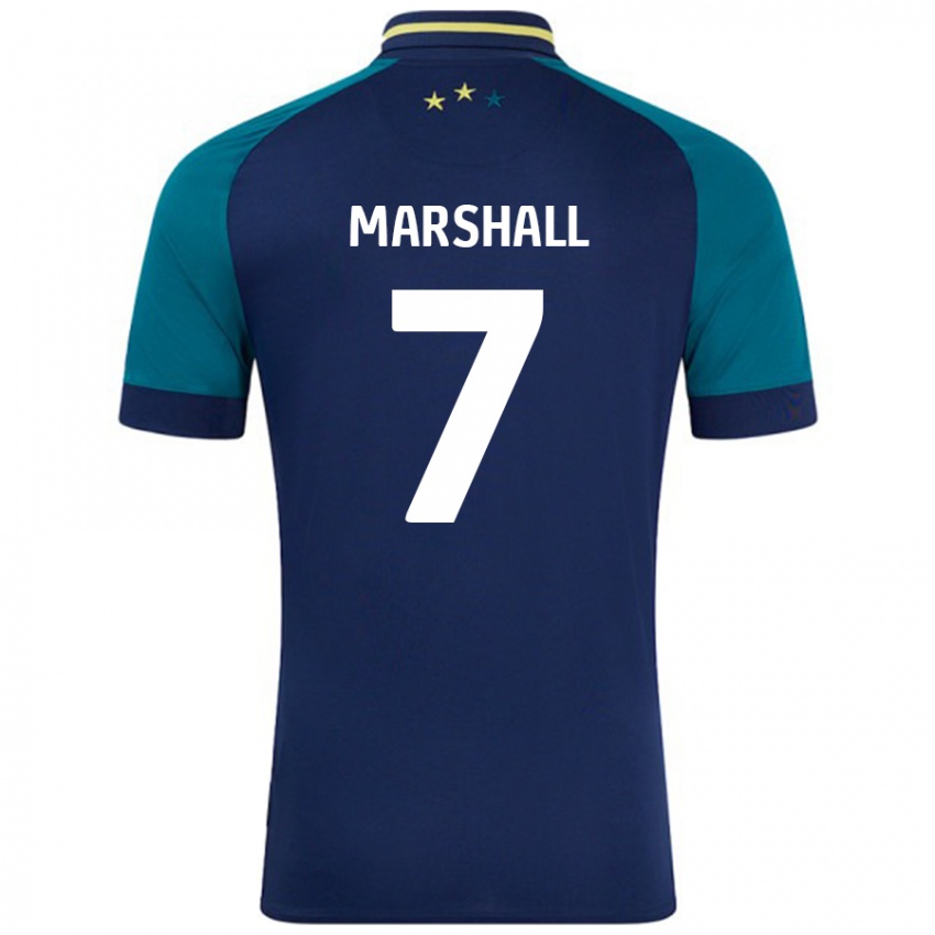 Niño Camiseta Callum Marshall #7 Azul Marino Verde Oscuro 2ª Equipación 2024/25 La Camisa Chile