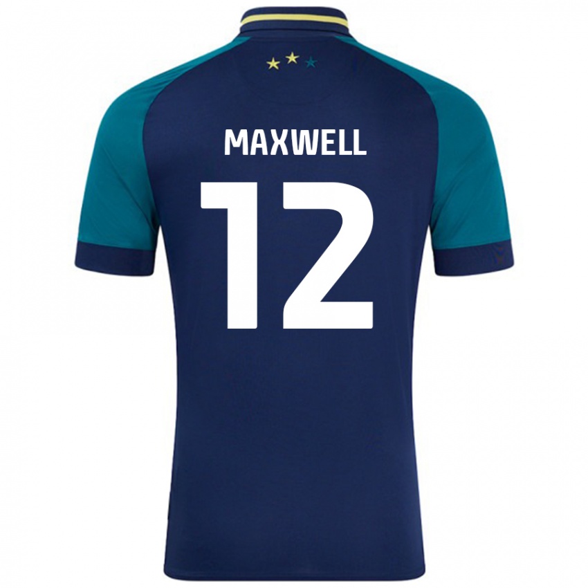 Niño Camiseta Chris Maxwell #12 Azul Marino Verde Oscuro 2ª Equipación 2024/25 La Camisa Chile