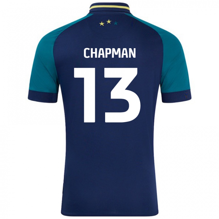 Niño Camiseta Jacob Chapman #13 Azul Marino Verde Oscuro 2ª Equipación 2024/25 La Camisa Chile