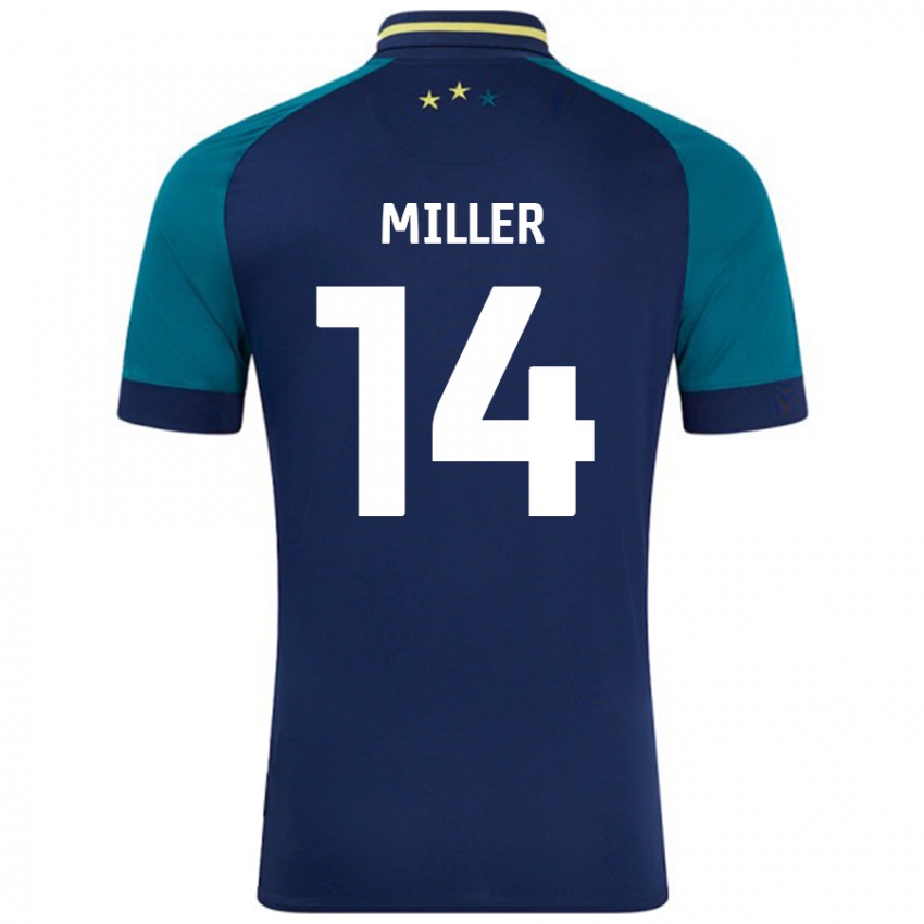 Niño Camiseta Mickel Miller #14 Azul Marino Verde Oscuro 2ª Equipación 2024/25 La Camisa Chile