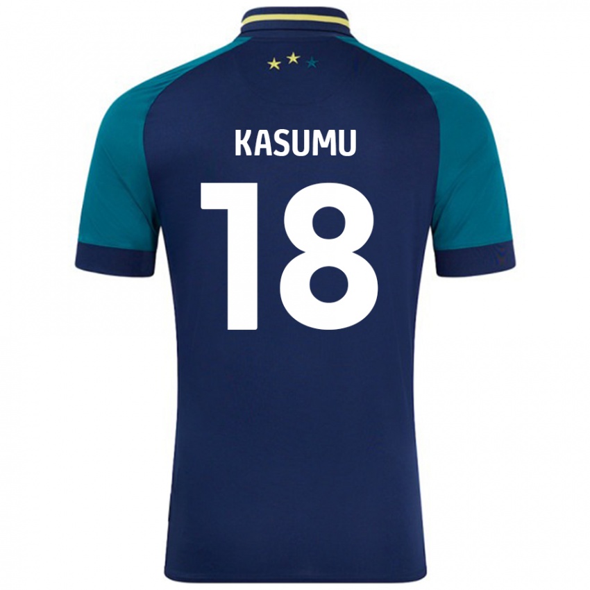 Niño Camiseta David Kasumu #18 Azul Marino Verde Oscuro 2ª Equipación 2024/25 La Camisa Chile