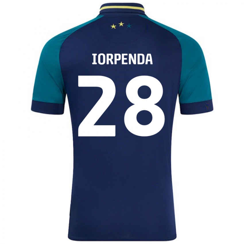 Niño Camiseta Tom Iorpenda #28 Azul Marino Verde Oscuro 2ª Equipación 2024/25 La Camisa Chile