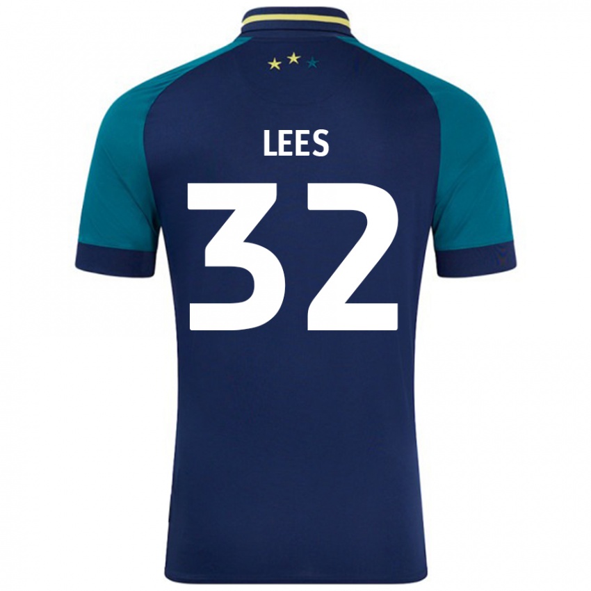 Niño Camiseta Tom Lees #32 Azul Marino Verde Oscuro 2ª Equipación 2024/25 La Camisa Chile