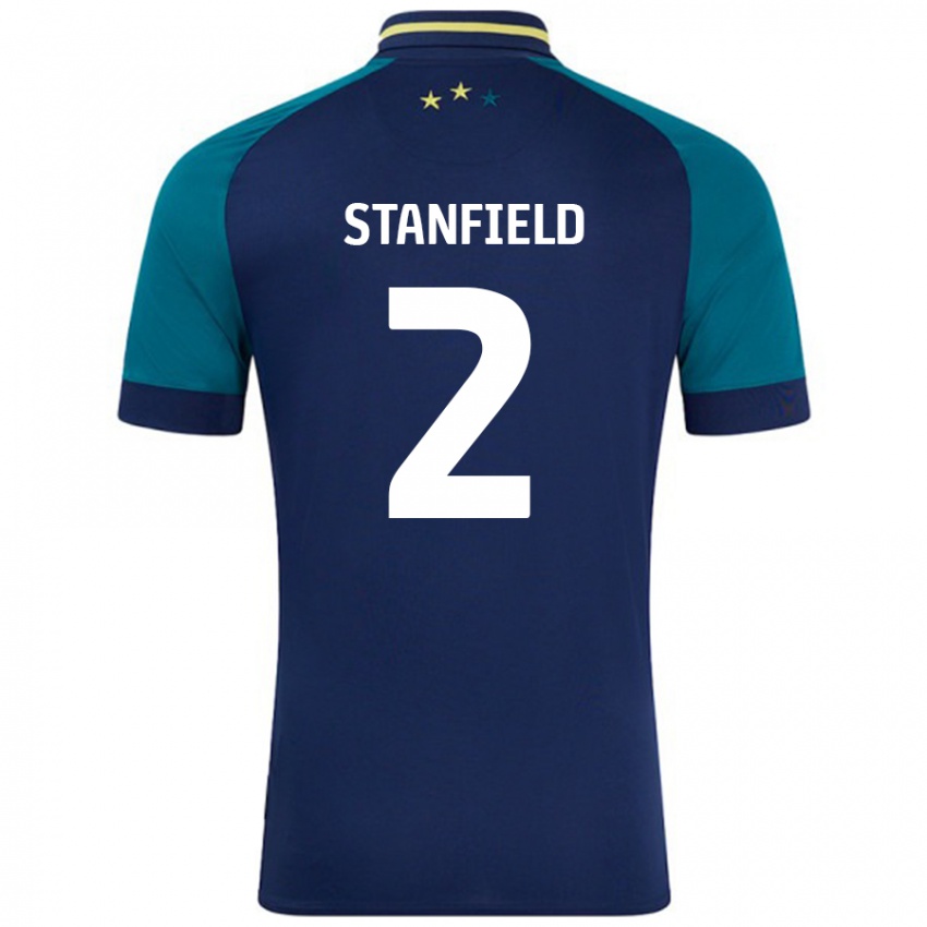 Niño Camiseta Beth Stanfield #2 Azul Marino Verde Oscuro 2ª Equipación 2024/25 La Camisa Chile