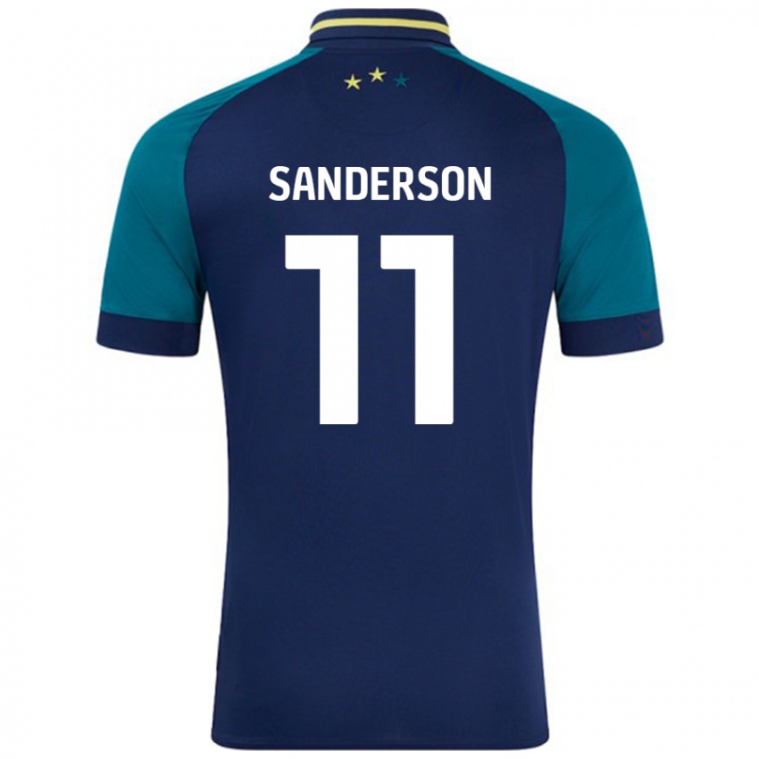 Niño Camiseta Brittany Sanderson #11 Azul Marino Verde Oscuro 2ª Equipación 2024/25 La Camisa Chile