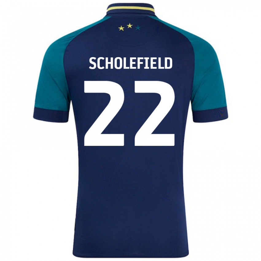 Niño Camiseta Lois Scholefield #22 Azul Marino Verde Oscuro 2ª Equipación 2024/25 La Camisa Chile