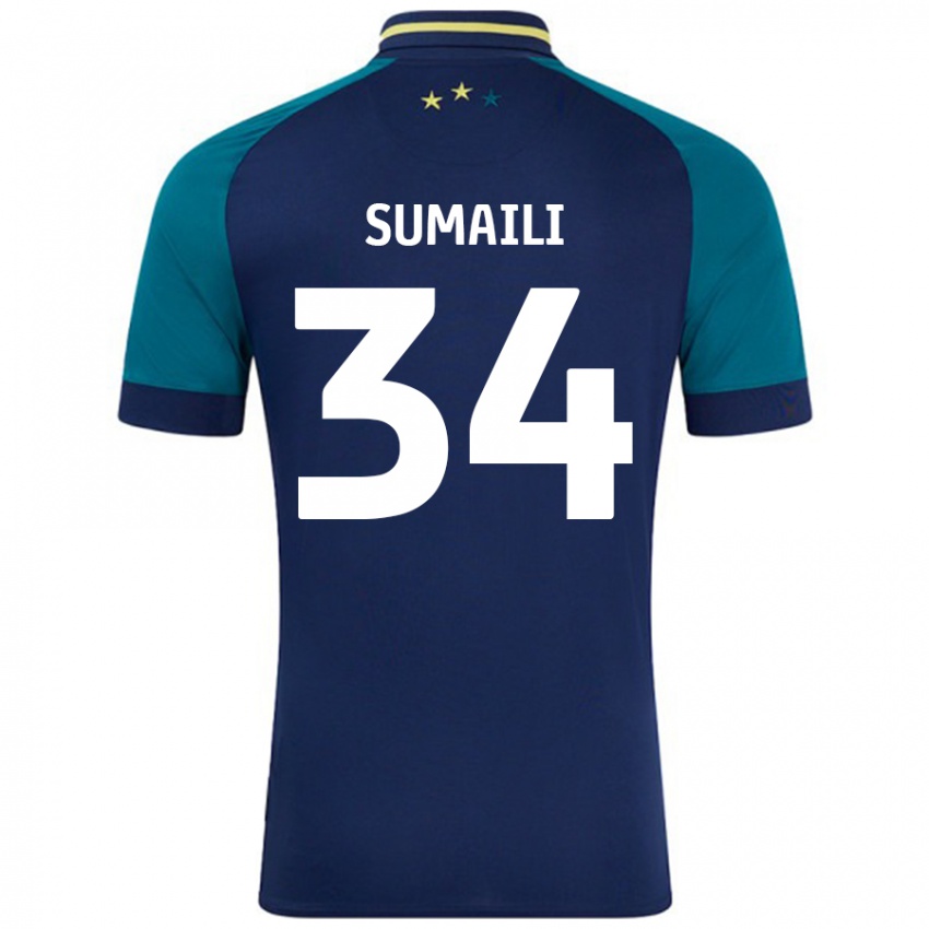 Niño Camiseta Falone Sumaili #34 Azul Marino Verde Oscuro 2ª Equipación 2024/25 La Camisa Chile