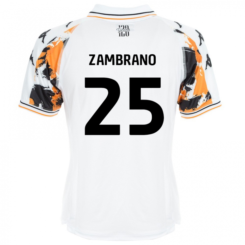 Niño Camiseta Óscar Zambrano #25 Blanco 2ª Equipación 2024/25 La Camisa Chile