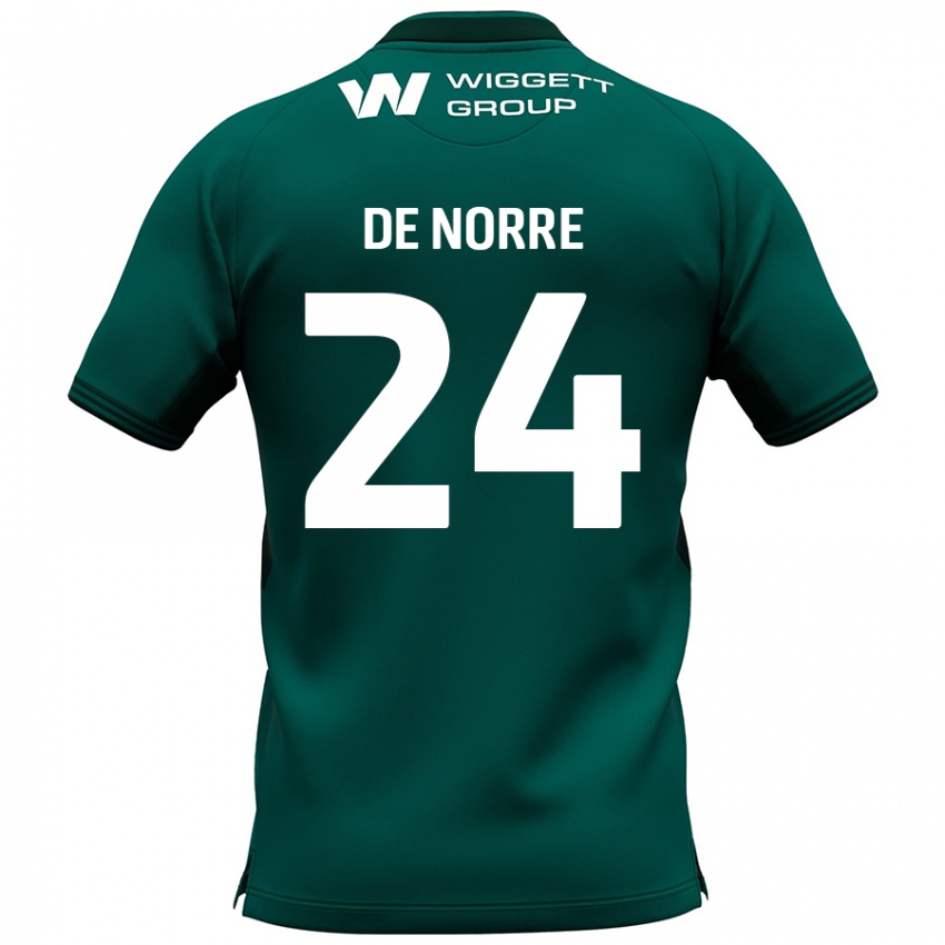 Niño Camiseta Casper De Norre #24 Verde 2ª Equipación 2024/25 La Camisa Chile