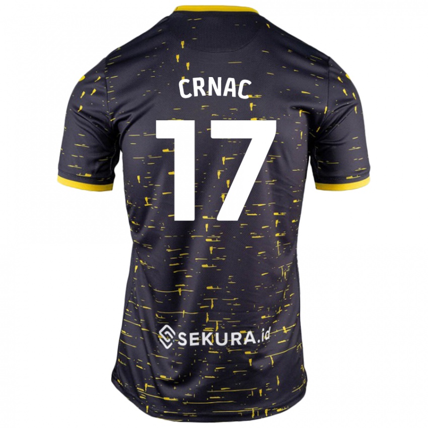 Niño Camiseta Ante Crnac #17 Negro Amarillo 2ª Equipación 2024/25 La Camisa Chile