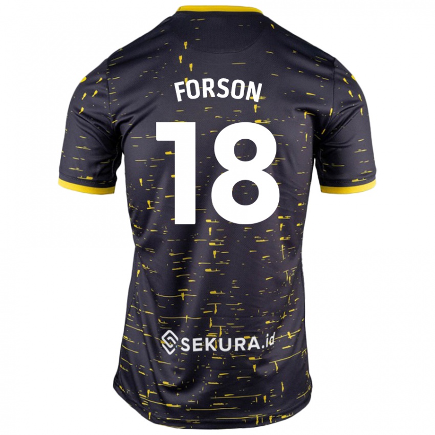 Niño Camiseta Amankwah Forson #18 Negro Amarillo 2ª Equipación 2024/25 La Camisa Chile