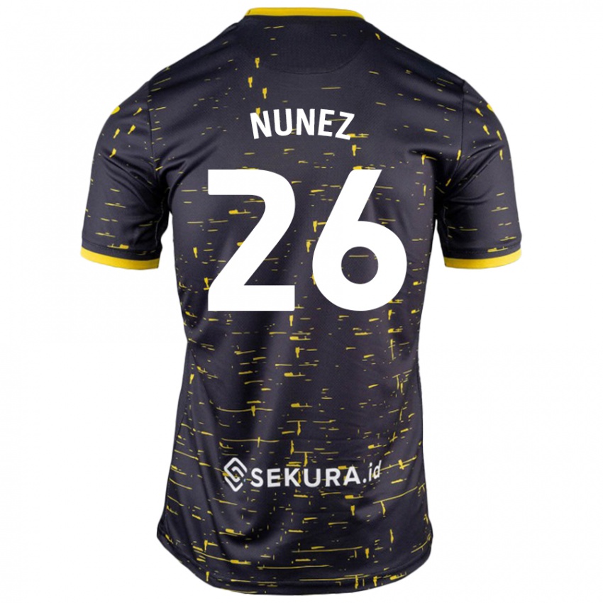 Niño Camiseta Marcelino Núñez #26 Negro Amarillo 2ª Equipación 2024/25 La Camisa Chile