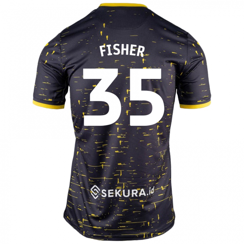 Niño Camiseta Kellen Fisher #35 Negro Amarillo 2ª Equipación 2024/25 La Camisa Chile