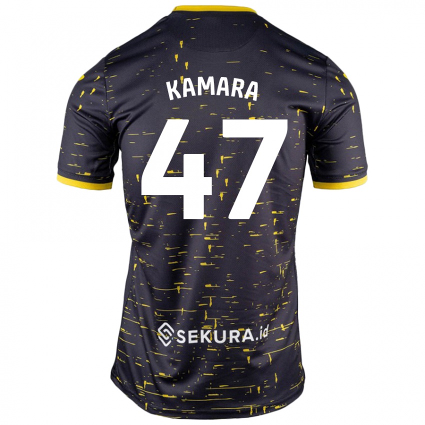 Niño Camiseta Abu Kamara #47 Negro Amarillo 2ª Equipación 2024/25 La Camisa Chile