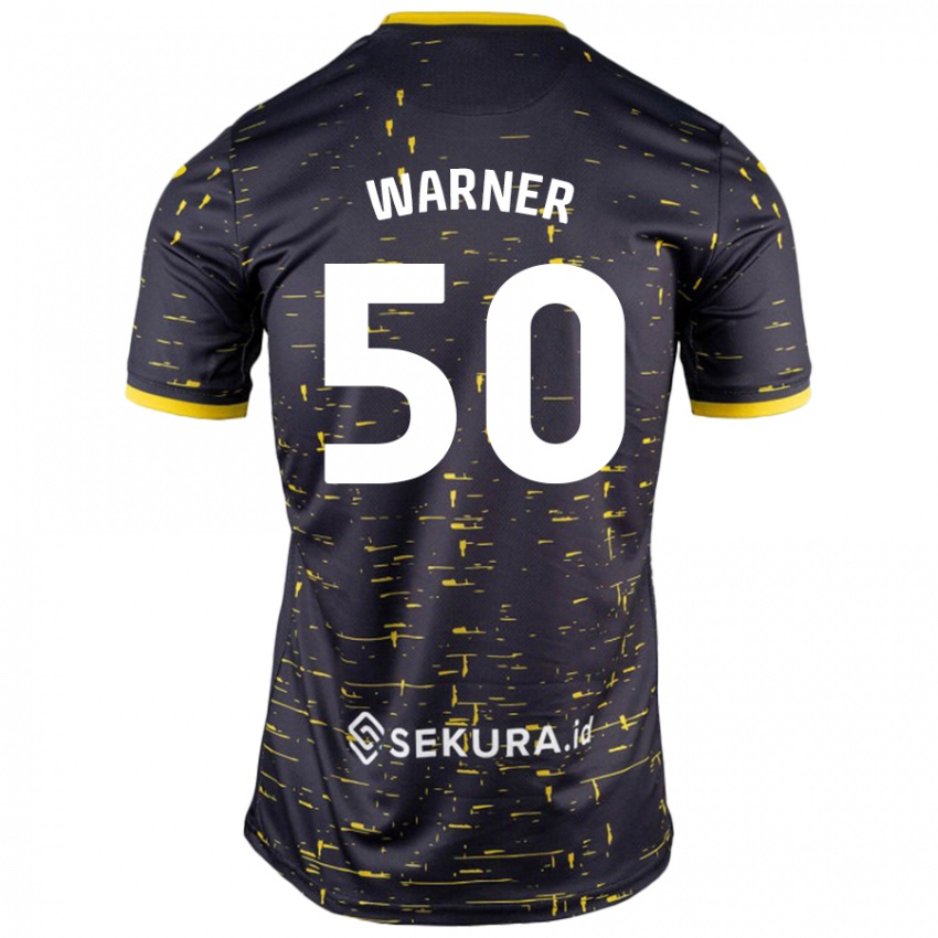 Niño Camiseta Jaden Warner #50 Negro Amarillo 2ª Equipación 2024/25 La Camisa Chile