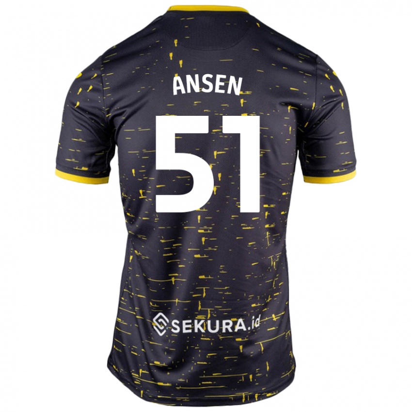 Niño Camiseta Caleb Ansen #51 Negro Amarillo 2ª Equipación 2024/25 La Camisa Chile