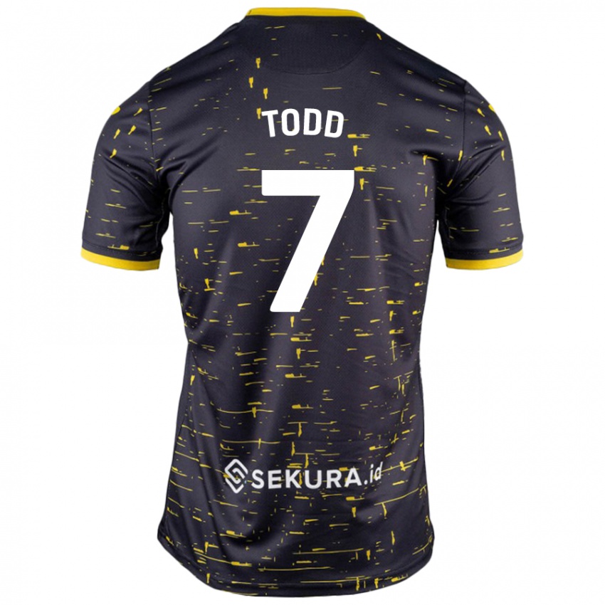 Niño Camiseta Megan Todd #7 Negro Amarillo 2ª Equipación 2024/25 La Camisa Chile