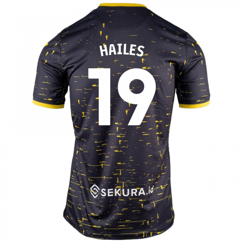 Niño Camiseta Lauren Hailes #19 Negro Amarillo 2ª Equipación 2024/25 La Camisa Chile