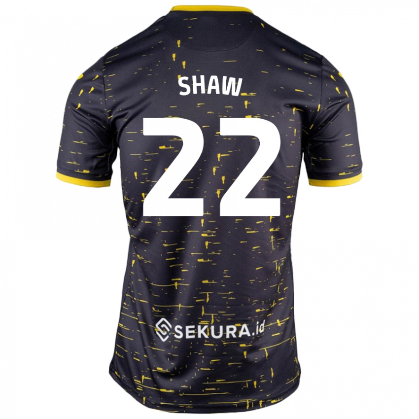 Niño Camiseta Shannon Shaw #22 Negro Amarillo 2ª Equipación 2024/25 La Camisa Chile