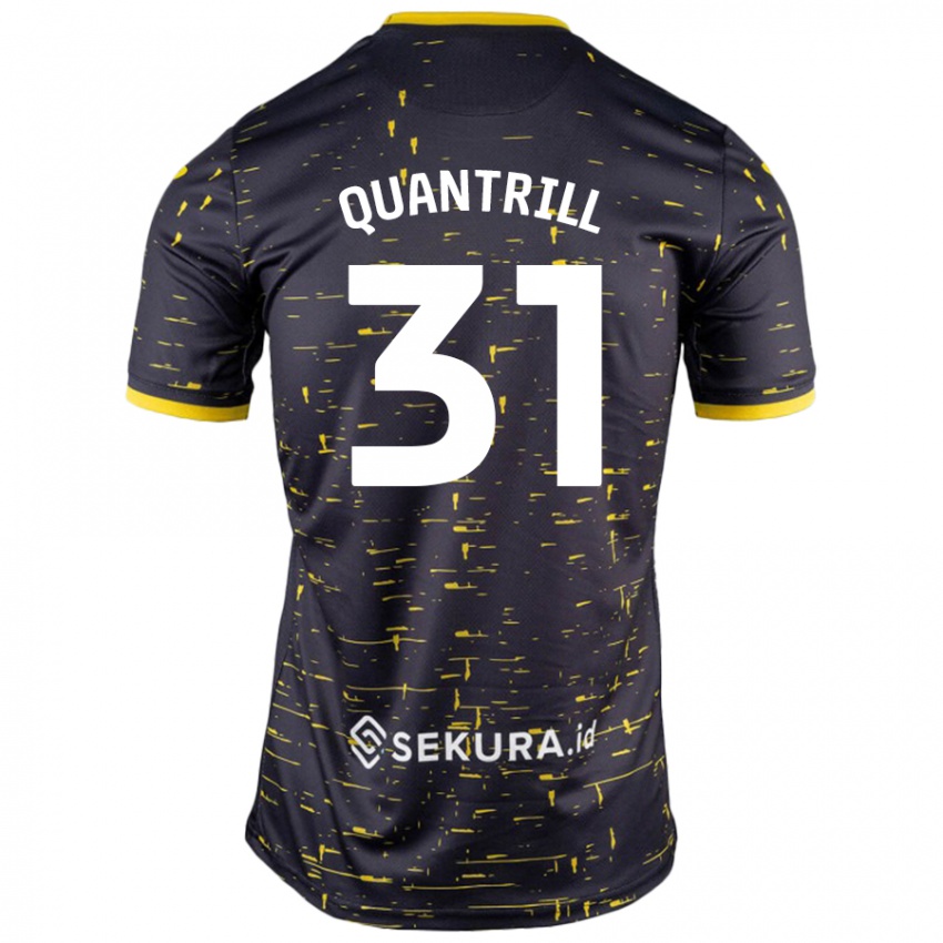 Niño Camiseta Sarah Quantrill #31 Negro Amarillo 2ª Equipación 2024/25 La Camisa Chile