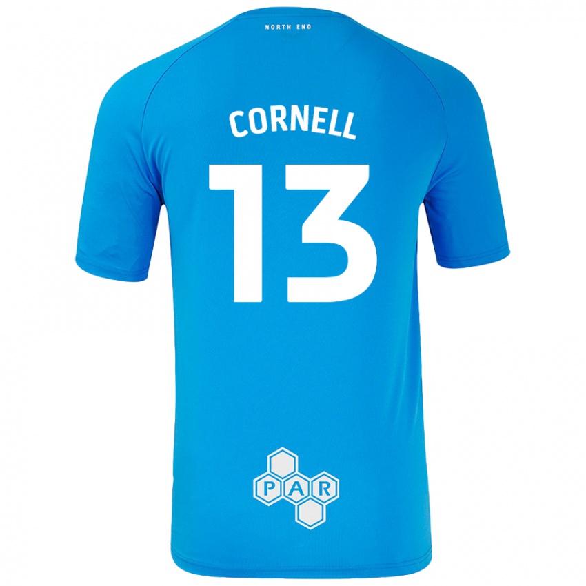 Niño Camiseta David Cornell #13 Azul Cielo 2ª Equipación 2024/25 La Camisa Chile