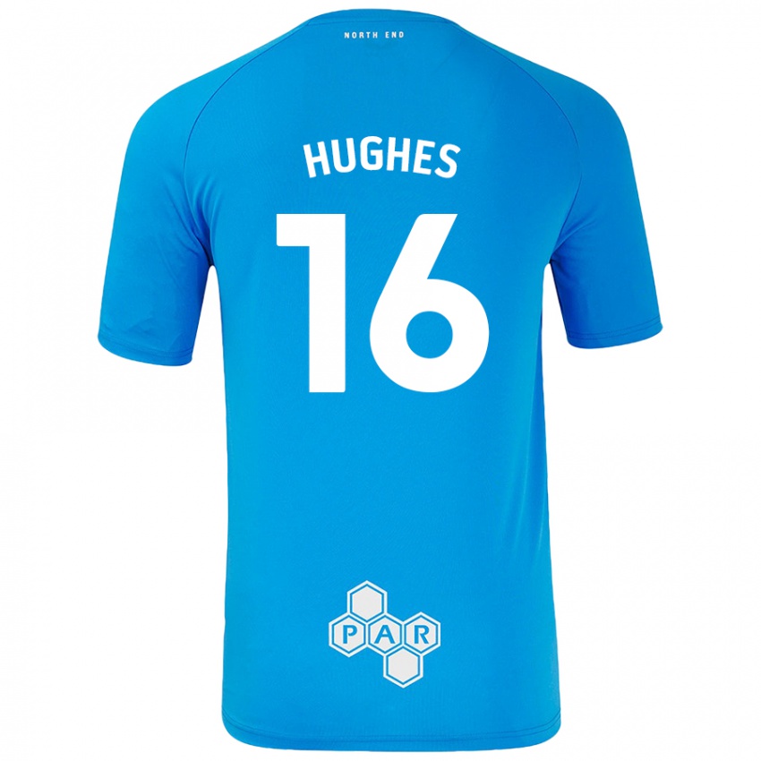 Niño Camiseta Andrew Hughes #16 Azul Cielo 2ª Equipación 2024/25 La Camisa Chile