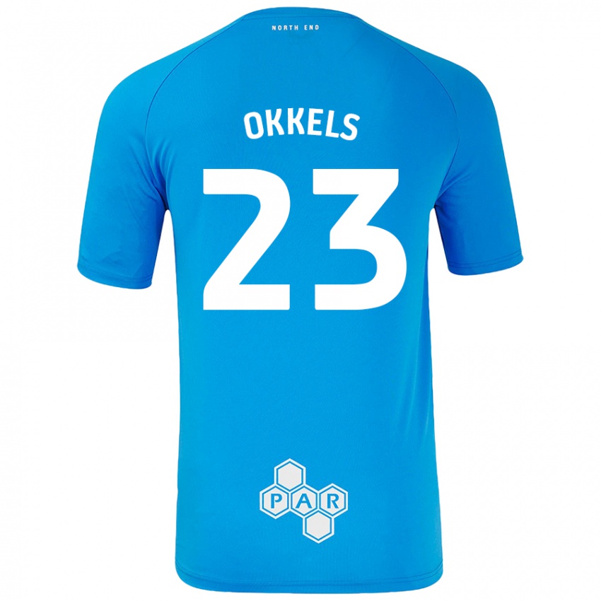 Niño Camiseta Jeppe Okkels #23 Azul Cielo 2ª Equipación 2024/25 La Camisa Chile