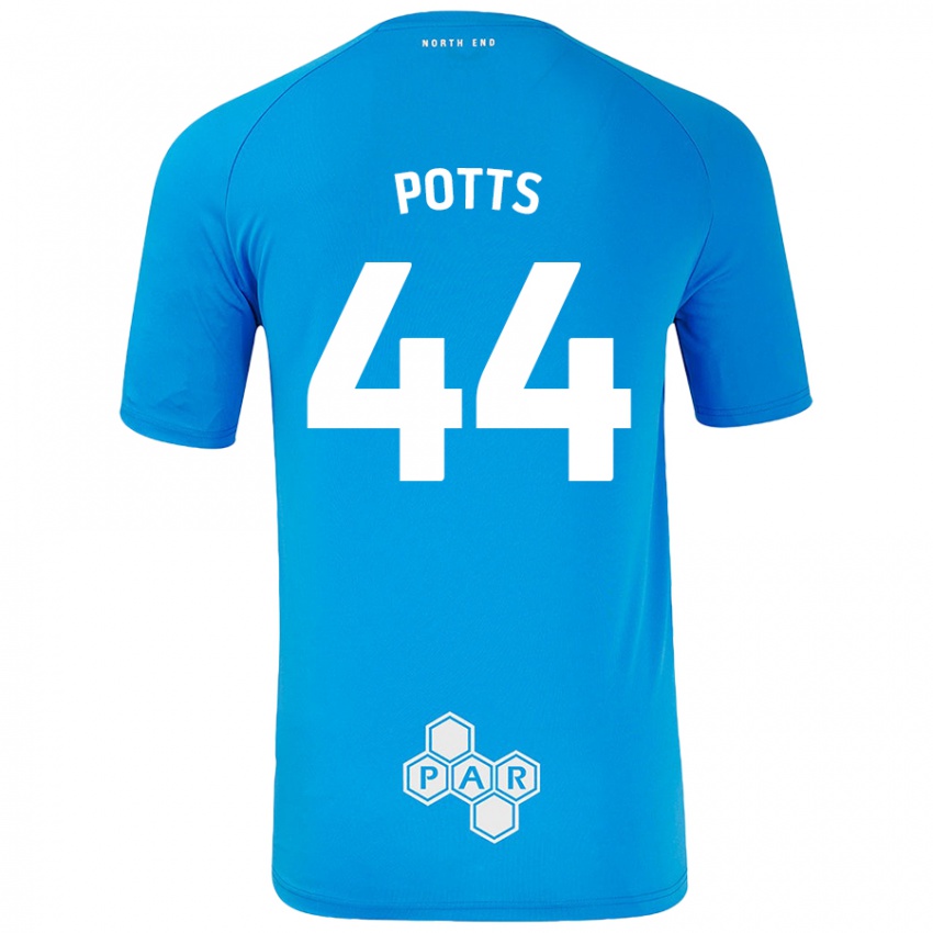 Niño Camiseta Brad Potts #44 Azul Cielo 2ª Equipación 2024/25 La Camisa Chile