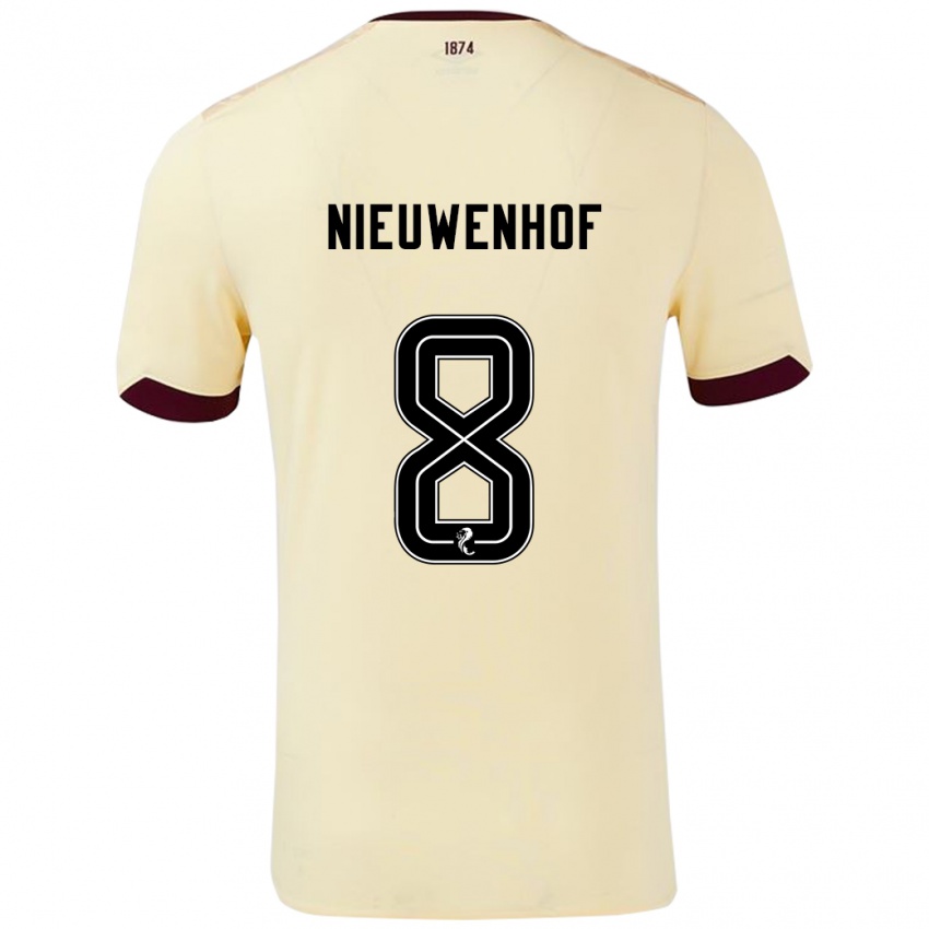 Niño Camiseta Calem Nieuwenhof #8 Crema Burdeos 2ª Equipación 2024/25 La Camisa Chile