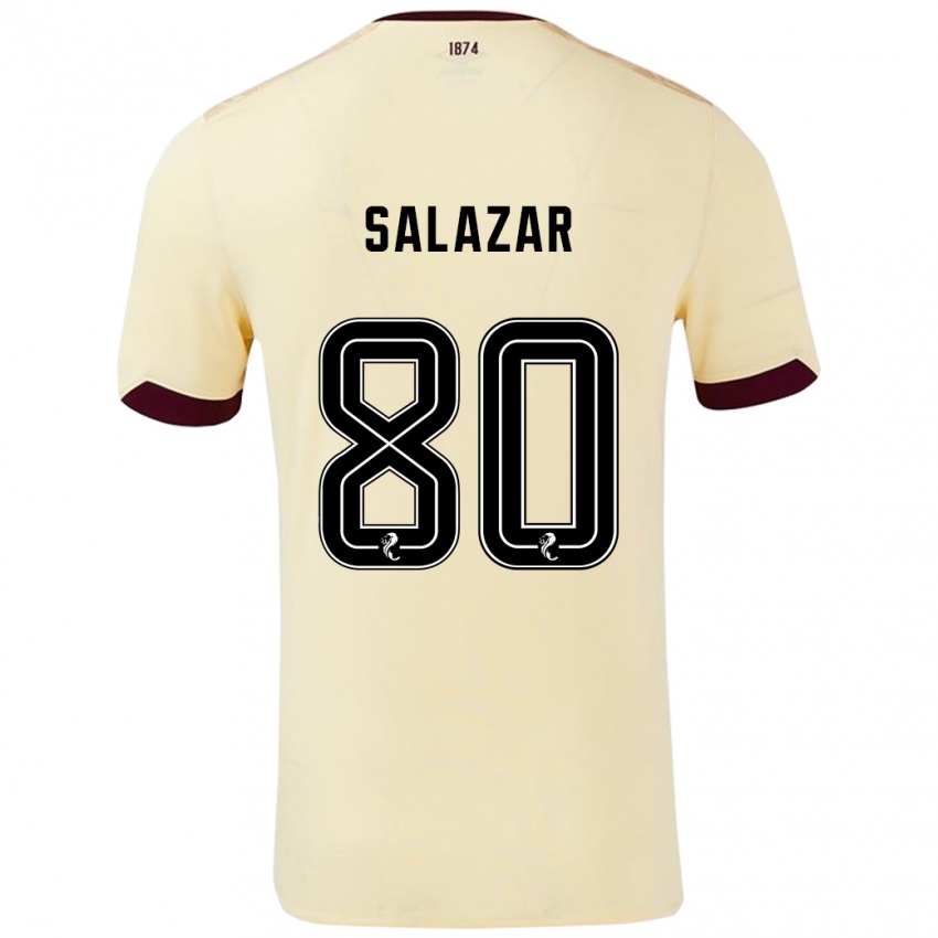 Niño Camiseta Andrés Salazar #80 Crema Burdeos 2ª Equipación 2024/25 La Camisa Chile