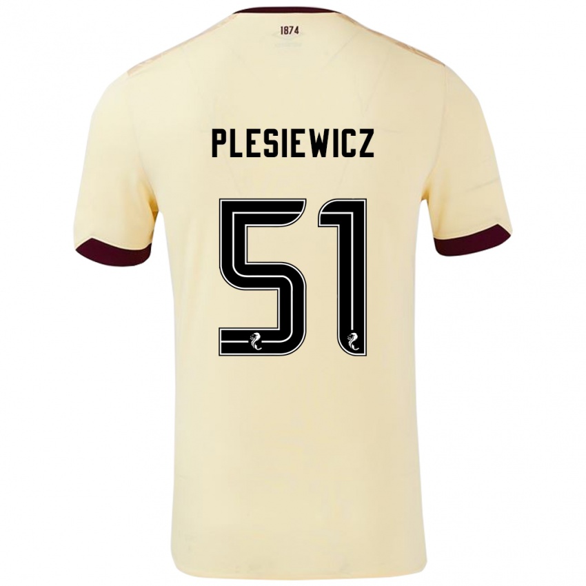 Niño Camiseta Szymon Plesiewicz #51 Crema Burdeos 2ª Equipación 2024/25 La Camisa Chile