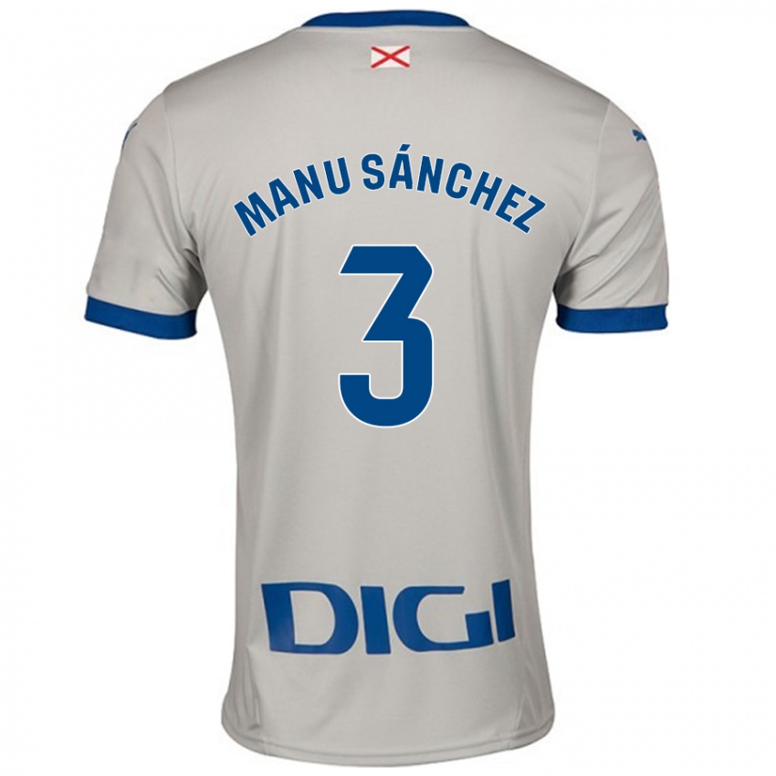 Niño Camiseta Manu Sanchez #3 Gris Claro 2ª Equipación 2024/25 La Camisa Chile