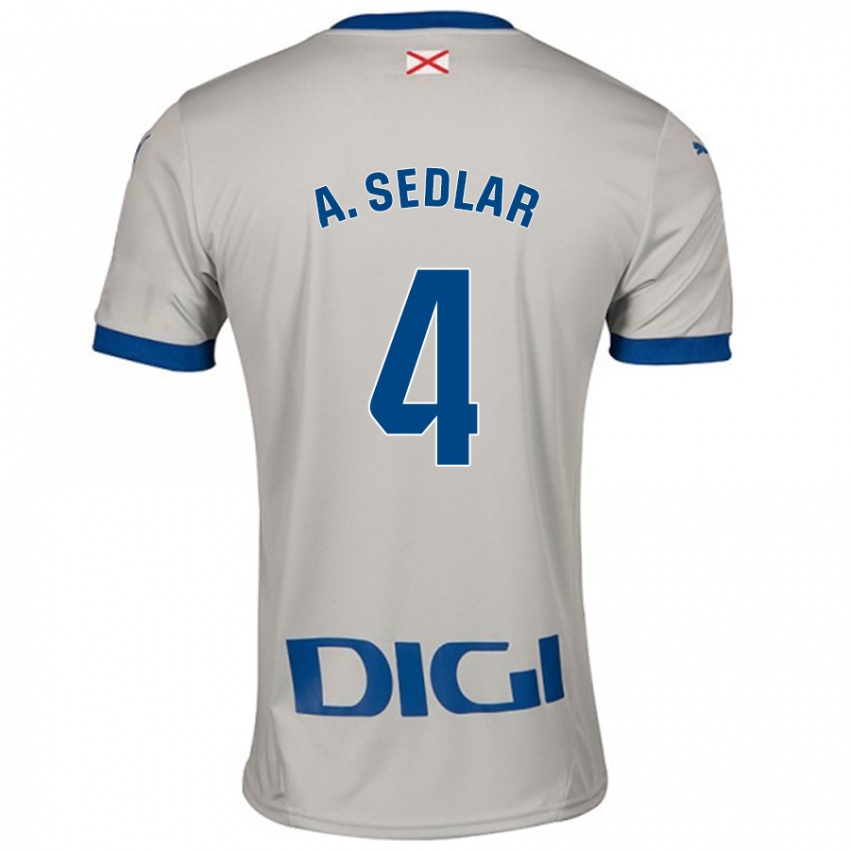 Niño Camiseta Aleksandar Sedlar #4 Gris Claro 2ª Equipación 2024/25 La Camisa Chile