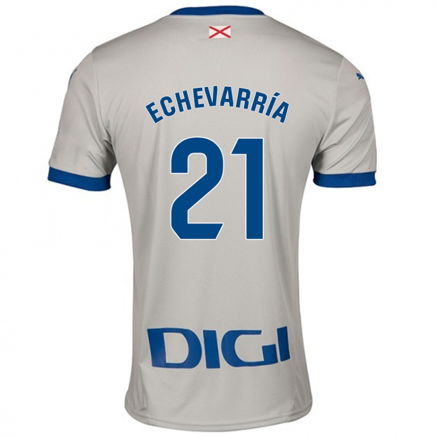 Niño Camiseta Martin Echevarría #21 Gris Claro 2ª Equipación 2024/25 La Camisa Chile