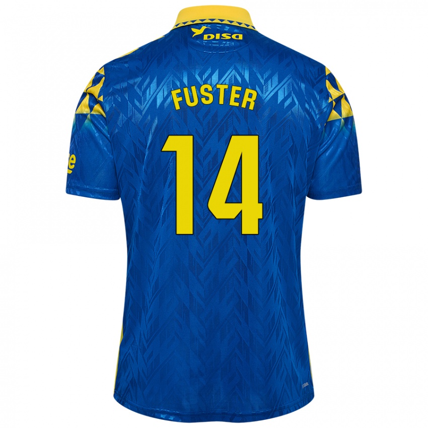 Niño Camiseta Manu Fuster #14 Azul Amarillo 2ª Equipación 2024/25 La Camisa Chile