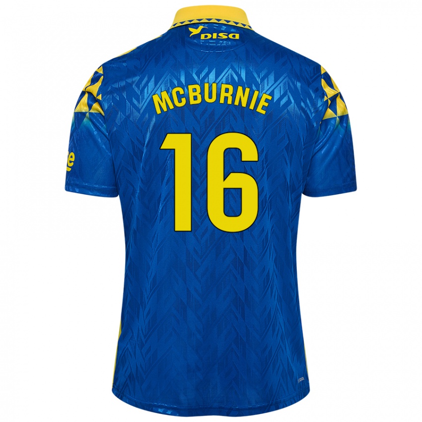 Niño Camiseta Oli Mcburnie #16 Azul Amarillo 2ª Equipación 2024/25 La Camisa Chile