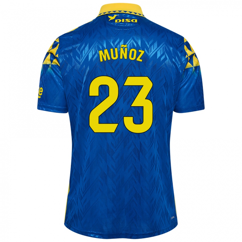 Niño Camiseta Álex Muñoz #23 Azul Amarillo 2ª Equipación 2024/25 La Camisa Chile