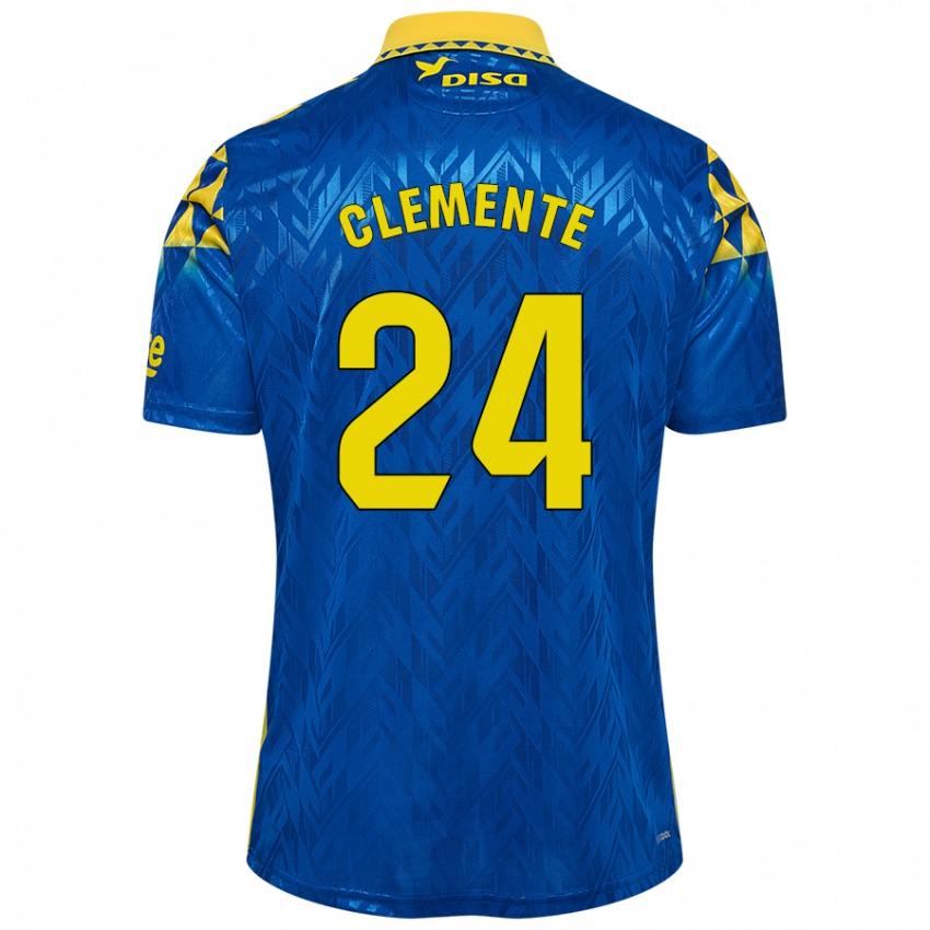 Niño Camiseta Enrique Clemente #24 Azul Amarillo 2ª Equipación 2024/25 La Camisa Chile