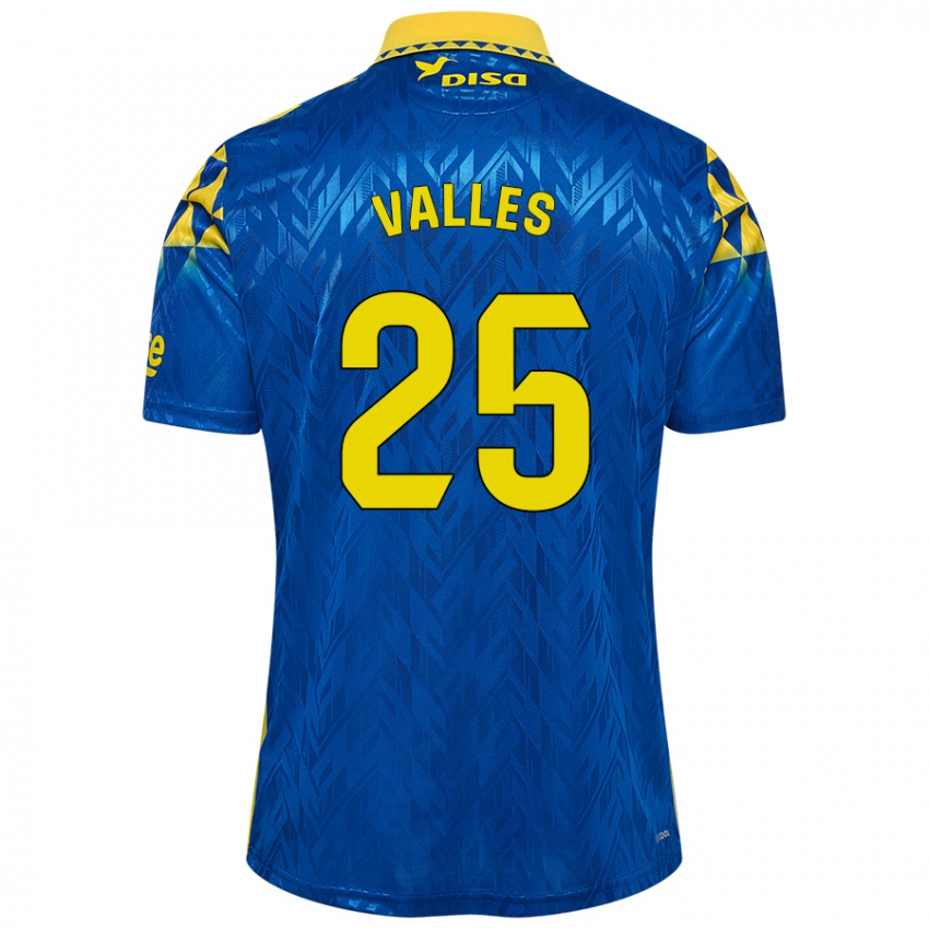 Niño Camiseta Álvaro Valles #25 Azul Amarillo 2ª Equipación 2024/25 La Camisa Chile