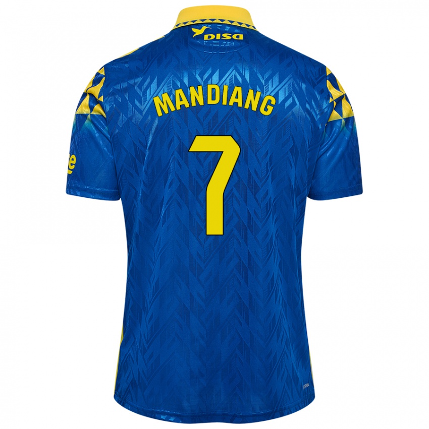 Niño Camiseta Saliou Mandiang #7 Azul Amarillo 2ª Equipación 2024/25 La Camisa Chile