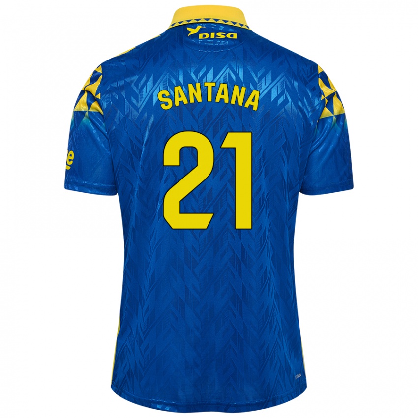 Niño Camiseta Yadam Santana #21 Azul Amarillo 2ª Equipación 2024/25 La Camisa Chile