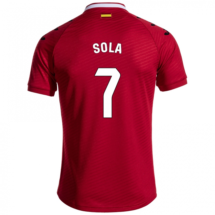 Niño Camiseta Álex Sola #7 Rojo Oscuro 2ª Equipación 2024/25 La Camisa Chile