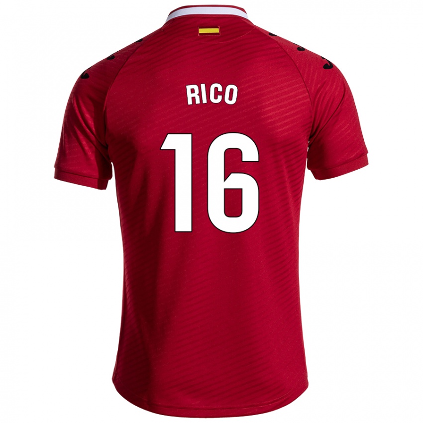 Niño Camiseta Diego Rico #16 Rojo Oscuro 2ª Equipación 2024/25 La Camisa Chile