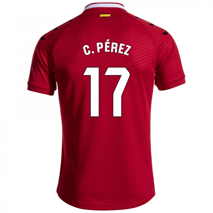 Niño Camiseta Carles Pérez #17 Rojo Oscuro 2ª Equipación 2024/25 La Camisa Chile