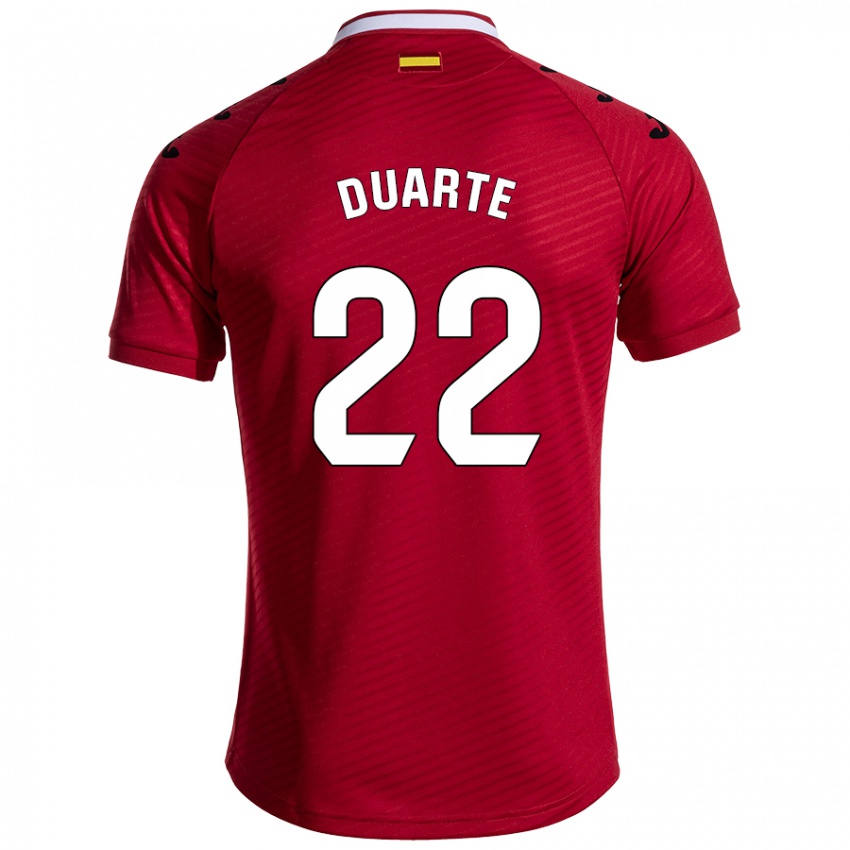 Niño Camiseta Domingos Duarte #22 Rojo Oscuro 2ª Equipación 2024/25 La Camisa Chile