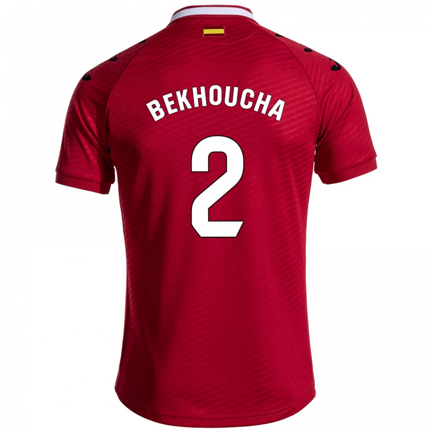 Niño Camiseta Ismael Bekhoucha #2 Rojo Oscuro 2ª Equipación 2024/25 La Camisa Chile