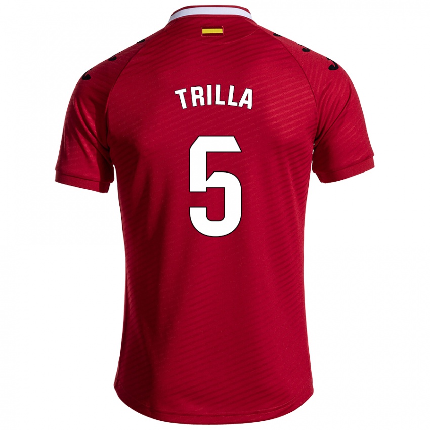 Niño Camiseta Guillem Trilla #5 Rojo Oscuro 2ª Equipación 2024/25 La Camisa Chile